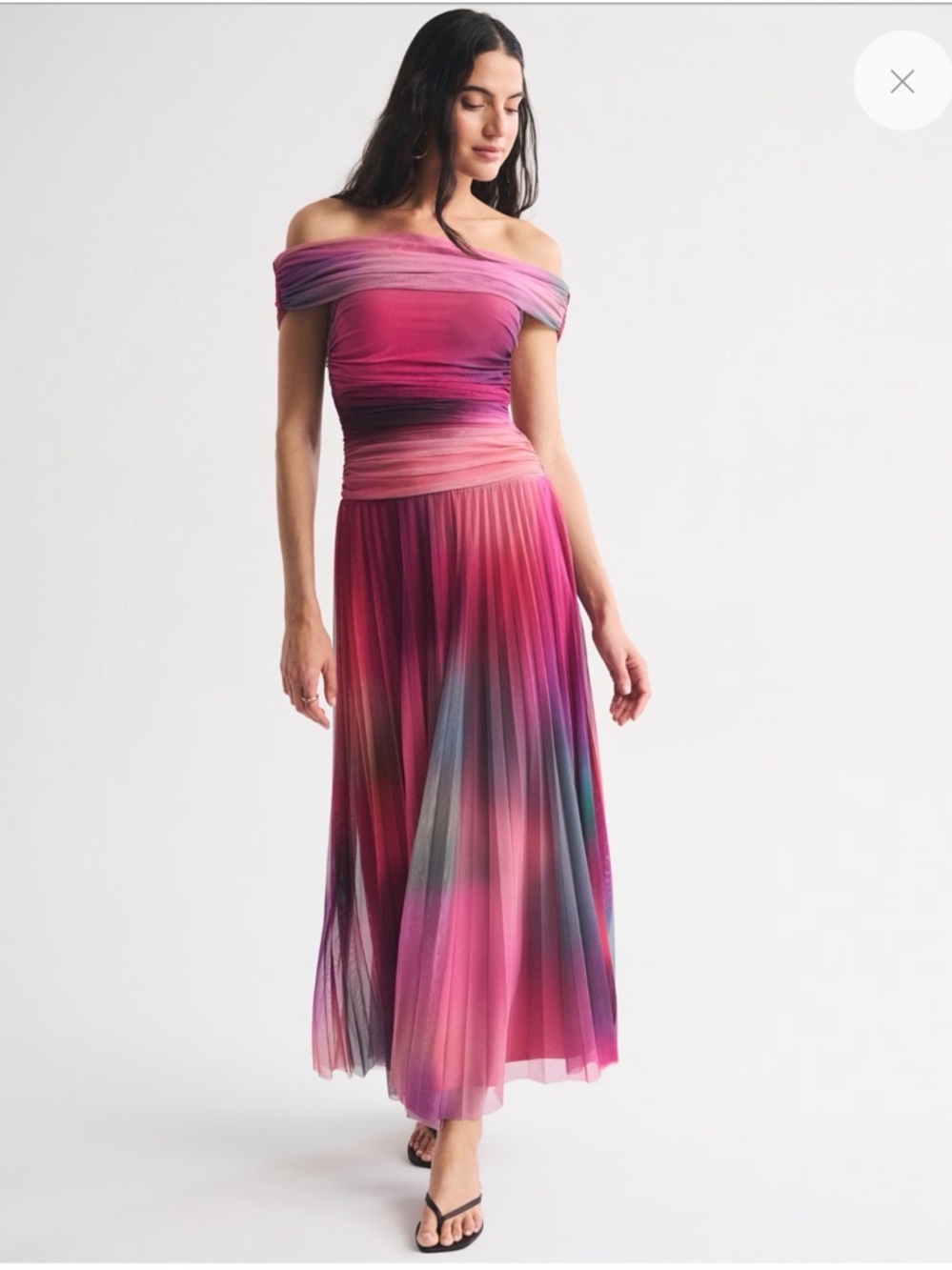Abercrombie & Fitch Off-Shoulder Ombre Pink Maxi Dress